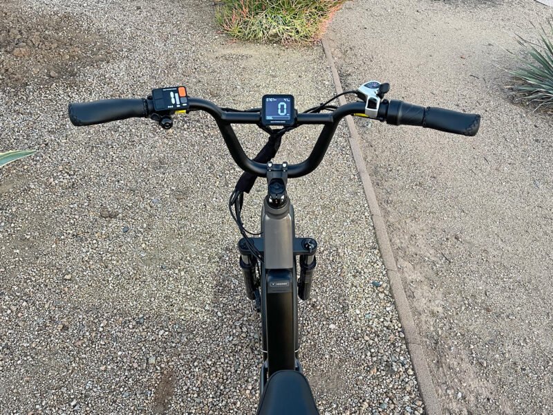 Digital handlebar display panel on the RadRunner 3 Plus electric utility bike