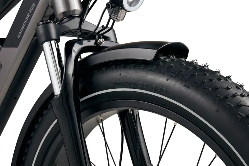 RadRover 6 Plus Front Lighting High-output LED headlight illuminating the road on the RadRover 6 Plus