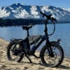 Lectric ONE electric commuter bike parked beside a waterfront trail