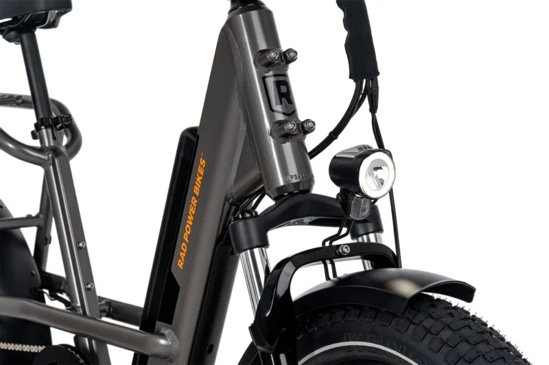 Integrated LED headlight on the RadRunner 3 Plus electric cargo bike