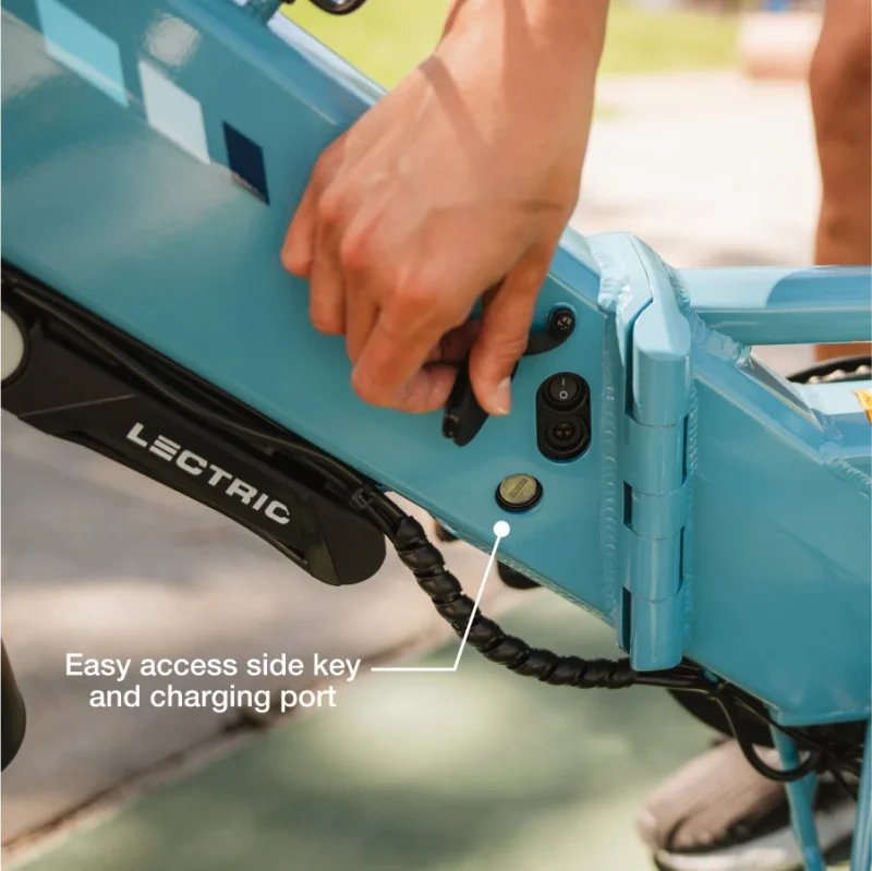 Premium drivetrain and chain system on the Lectric XP4 folding electric bike