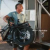 Wide all-terrain fat tires on the Lectric XP4 folding electric bike