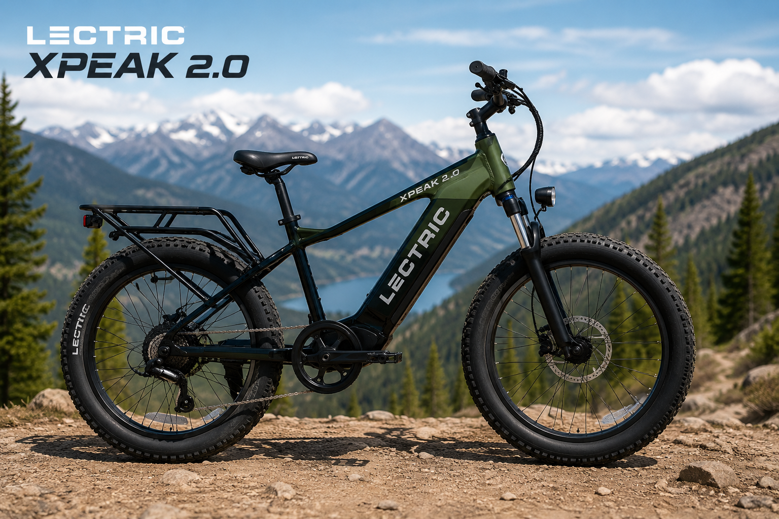 Lectric XPeak 2.0 all-terrain electric mountain bike with fat tires, suspension fork, and powerful motor