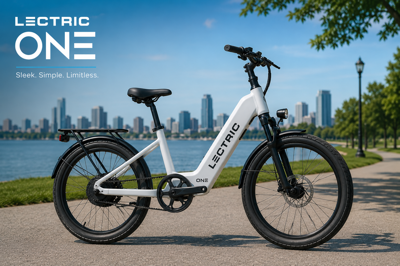 Lectric ONE premium electric commuter bike with Pinion gearbox, Gates Carbon Belt Drive, and long-range battery