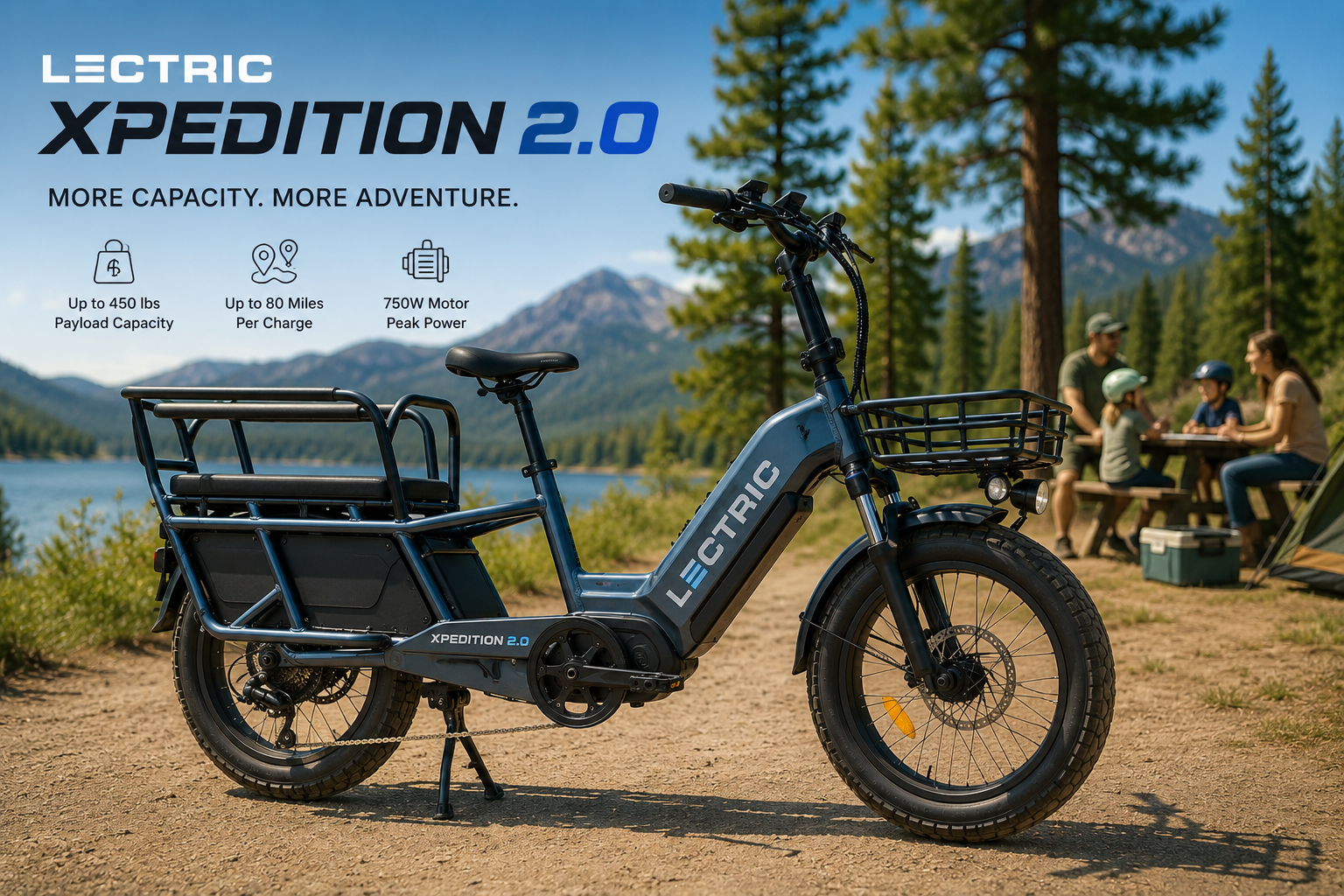 Buy Lectric XPedition 2.0 cargo electric bike with rear rack, hydraulic brakes, and dual battery option