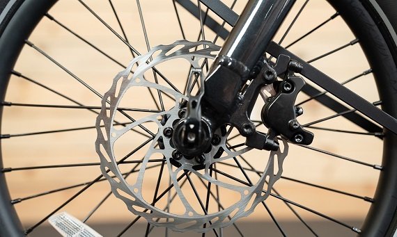 Hydraulic disc brakes on the Lectric ONE electric commuter bike