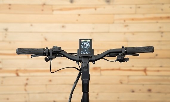 Front wheel and commuter tires on the Lectric ONE electric bicycle