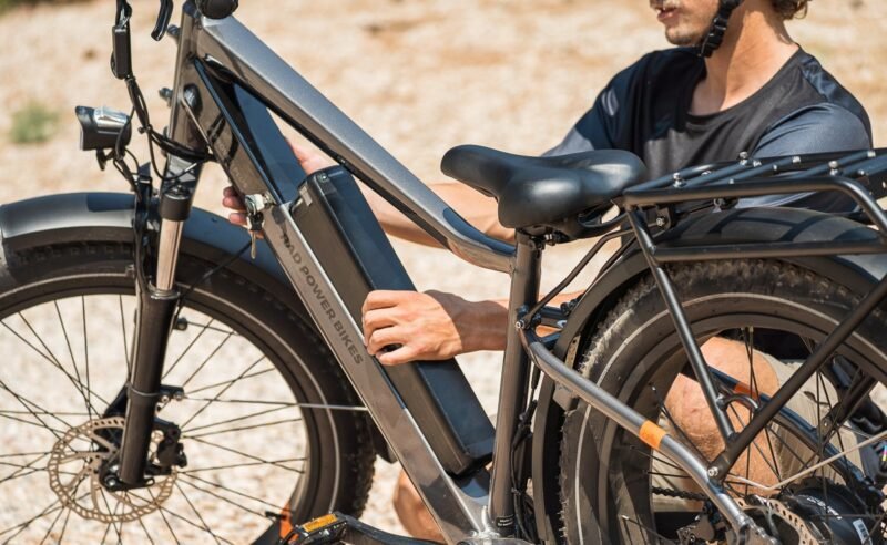 RadRover 6 Plus Charging Port Charging port and battery input on the RadRover 6 Plus electric bike