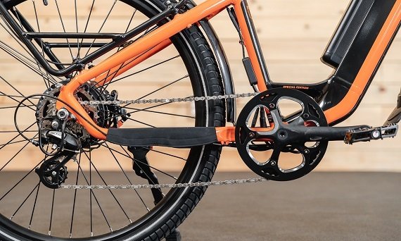 Shimano drivetrain on the RadCity 5 Plus Step-Thru electric bike