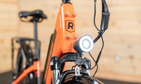 Front LED lighting system on the RadCity 5 Plus Step-Thru commuter e-bike
