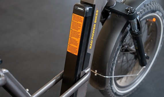 Long-range battery installed on the RadRunner 3 Plus electric cargo bike