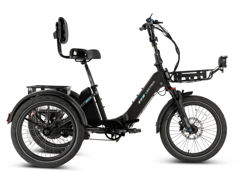 Buy Lectric XP Trike electric trike with step-through frame, fat tires, and rear cargo basket