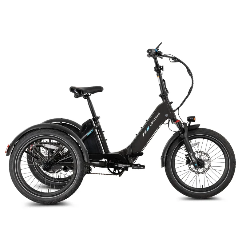 Wide fat tires on the Lectric XP Trike electric tricycle