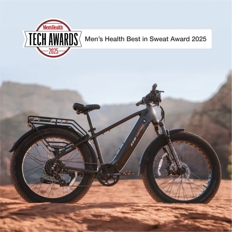 Lectric XPeak 2.0 electric bike climbing a mountain trail