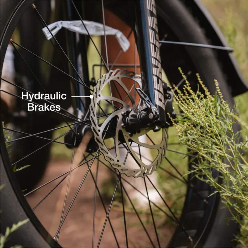 Hydraulic disc brakes on the Lectric XPeak 2.0 electric mountain bike