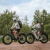 Lectric XPeak 2.0 electric mountain bike riding on a forest trail