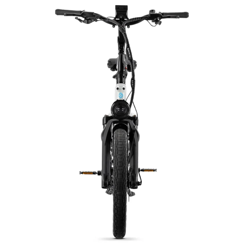 Front view of the Lectric XPedition 2.0 cargo electric bike with integrated LED headlight