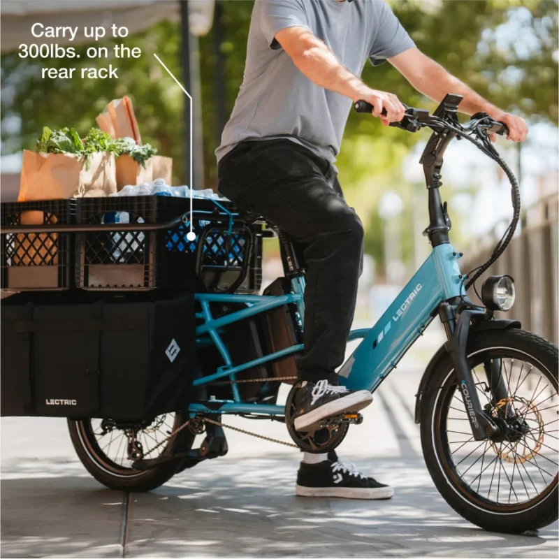 Lectric XPedition 2.0 carrying groceries in the rear cargo platform
