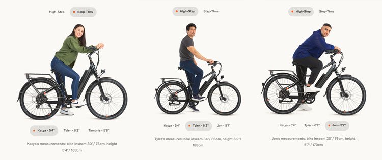 Rad Power Bikes electric bike lineup for sizing and frame comparison