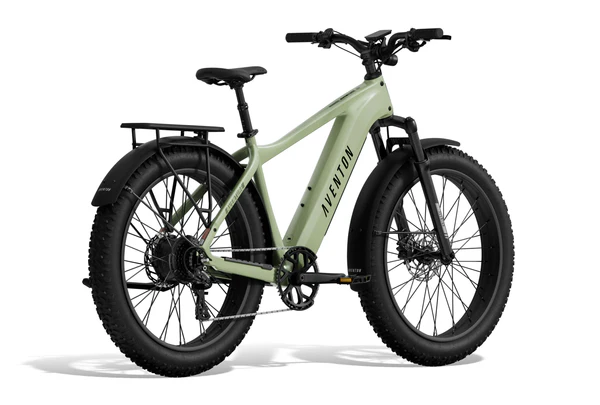 Rear view of the Aventon Aventure.3 Matcha fat tire electric bike