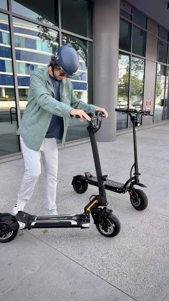 Urban electric bike parked on a modern city street