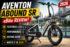 Aventon Abound SR eBike parked on a city street ready for daily commuting
