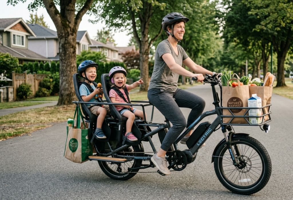 Family Groceries and Kids on Lectric XPedition 2.0