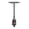 Front-facing studio shot of a Segway electric scooter featuring its handlebars, red brake line cable, digital display, and dual-spring suspension front wheel.