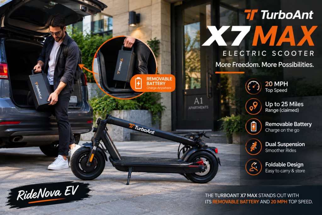 TurboAnt X7 Max electric scooter with removable battery