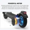 Multi-panel graphic displaying water resistance, headlight, tail light, side reflectors, and mechanical bell of the NIU KQi 100P electric scooter.